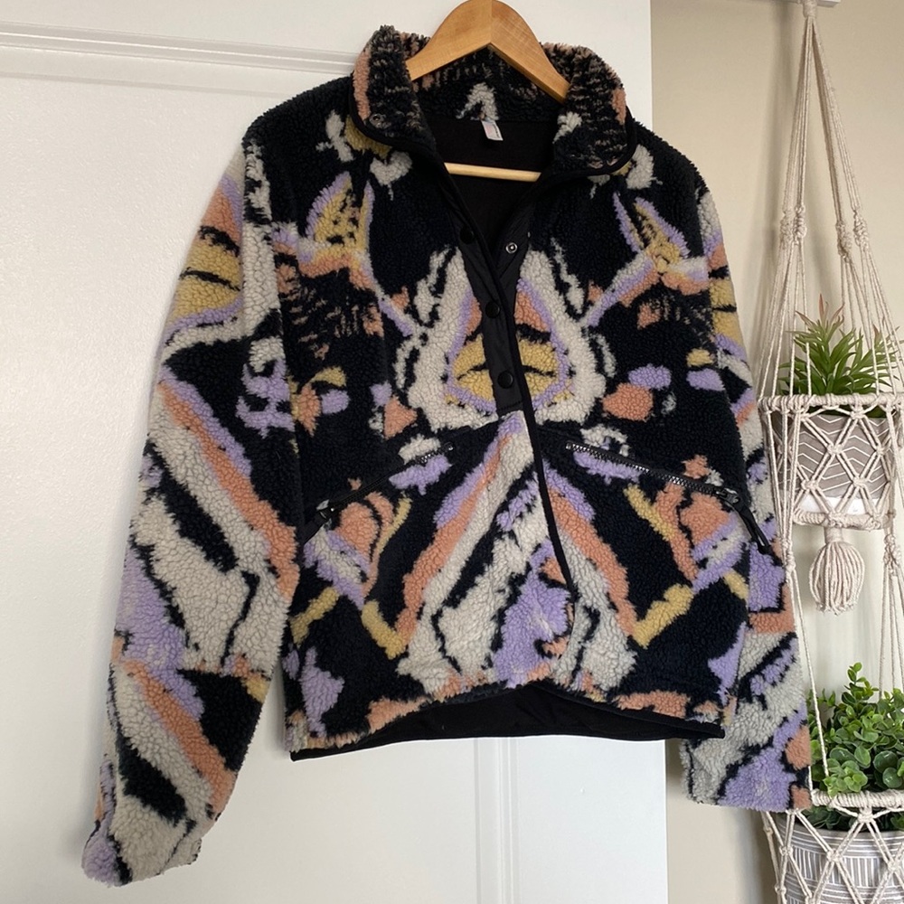 Free People Printed Fleece Jacket